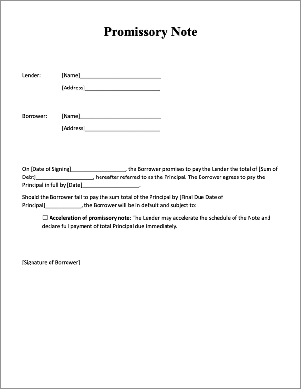 Free Promissory Note Template for Personal Loan