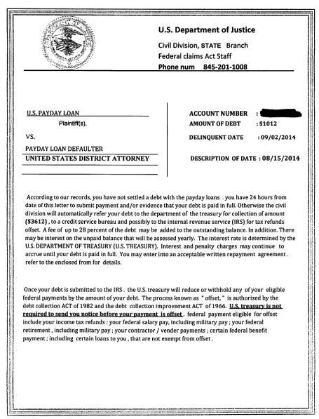 Fake Payday Loan Collection Emails